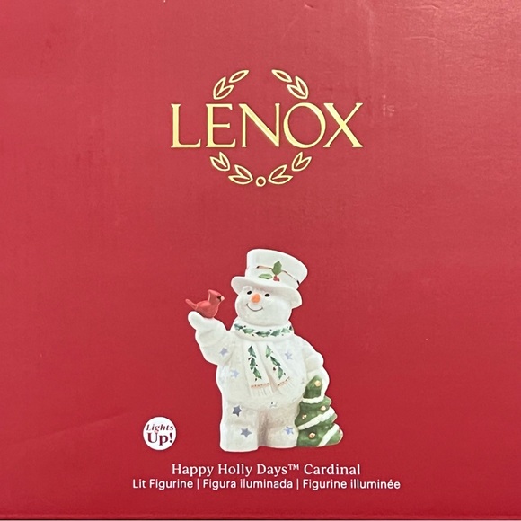 Lenox Snowman Light Up Figurine Porcelain Happy Holly Days Cardinal Christmas 8” - Picture 5 of 6